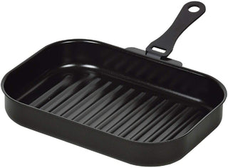 【PEARL METAL】 日本日用品品牌 日本製 陶瓷烹調帶手柄的角形煎鑊25×17cm(波浪) HB-4230