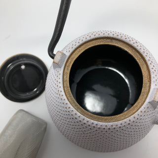 南部鉄器|茶壺 圓頂|(富士型)0.4L |白色