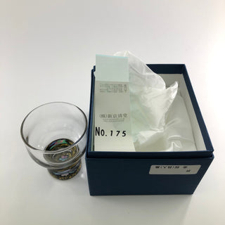 【日本工藝堂】 玻璃杯 黃金櫻貝黑漆器