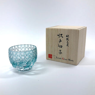 【日本工藝堂】 江戶切子 日式杯 玻璃杯 清酒杯   「Sazanami」 迷你 翡翠綠色 山田硝子 EK-YD-6