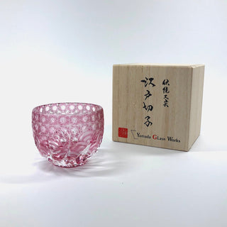 【日本工藝堂】 江戶切子 日式杯 玻璃杯 清酒杯   「Sazanami」  迷你　紅色 山田硝子 EK-YD-7