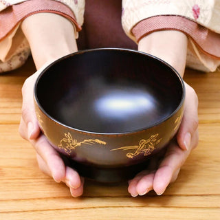 【日本工藝堂】 越前漆器 碗 鳥獸漫畫 內黑